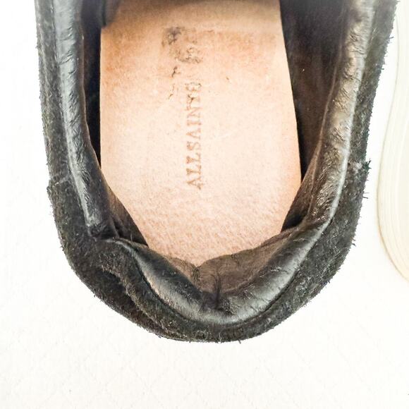 All Saints Black Suede Leather Platform Comfort Sneaker Size 39 - Picture 3 of 8